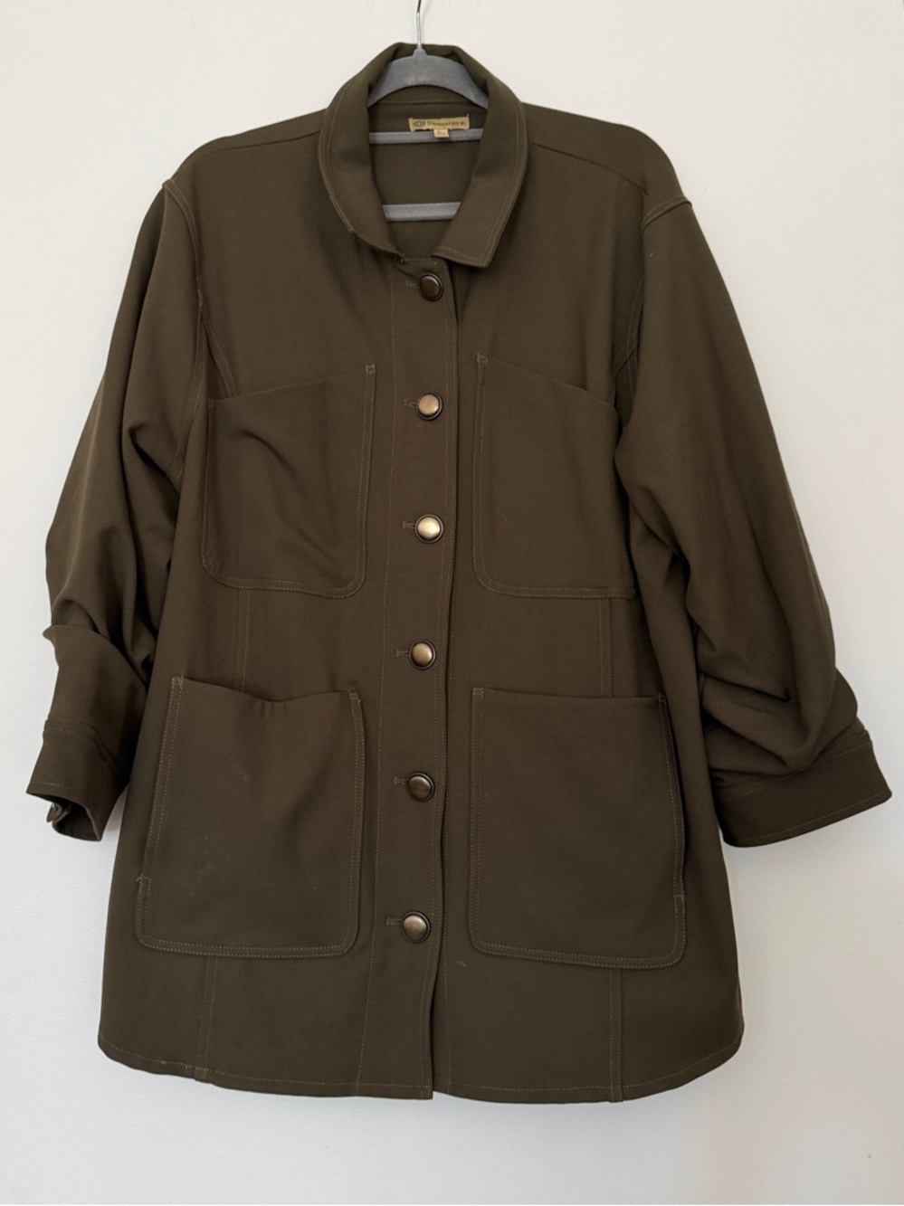 Olive Green Women's Button-Front Utility Jacket